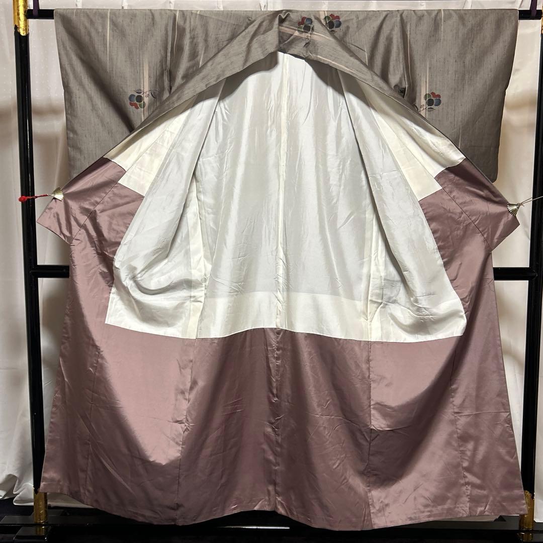 未使用近い　美品　袷　正絹　生紬　小紋　フルセット　美品西陣名古屋帯