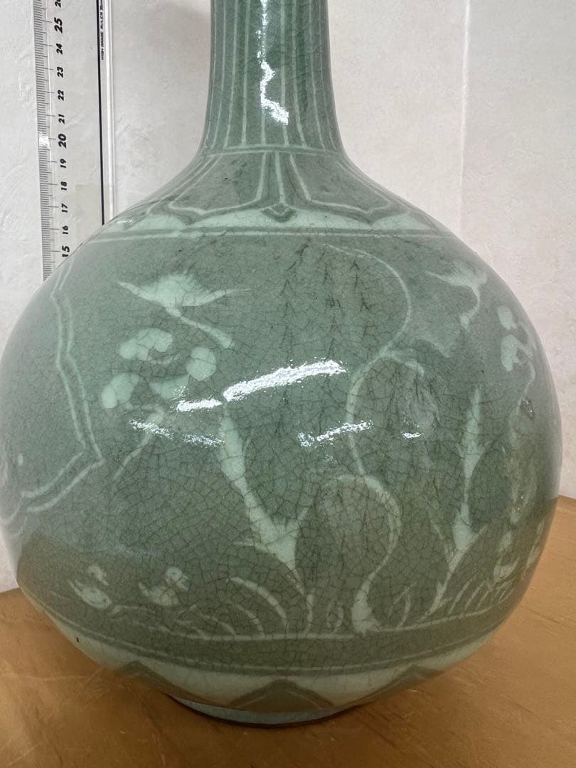 朝鮮李朝高麗天球瓶　古美術　唐物コレクション韓国骨董　アンティーク江戸　青磁