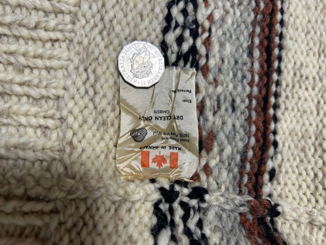 【名作】80s LONGHOUSE カナダ製 カウチンセーター イーグル柄