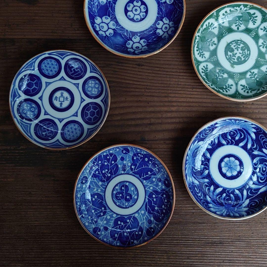 【ご成約】宙吹きガラス クランベリー色の螺旋の氷コップ と骨董の器 おまとめ