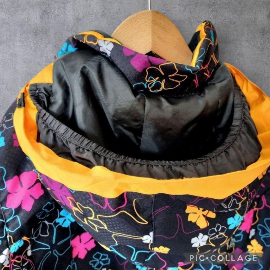美品 Phenix スキーウェア 女の子 160 150 上下 黒×ピンク 花柄