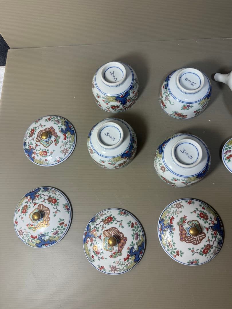 2399 有田焼　弥左衛門　茶器セット　急須1客　湯呑蓋付4客　金彩