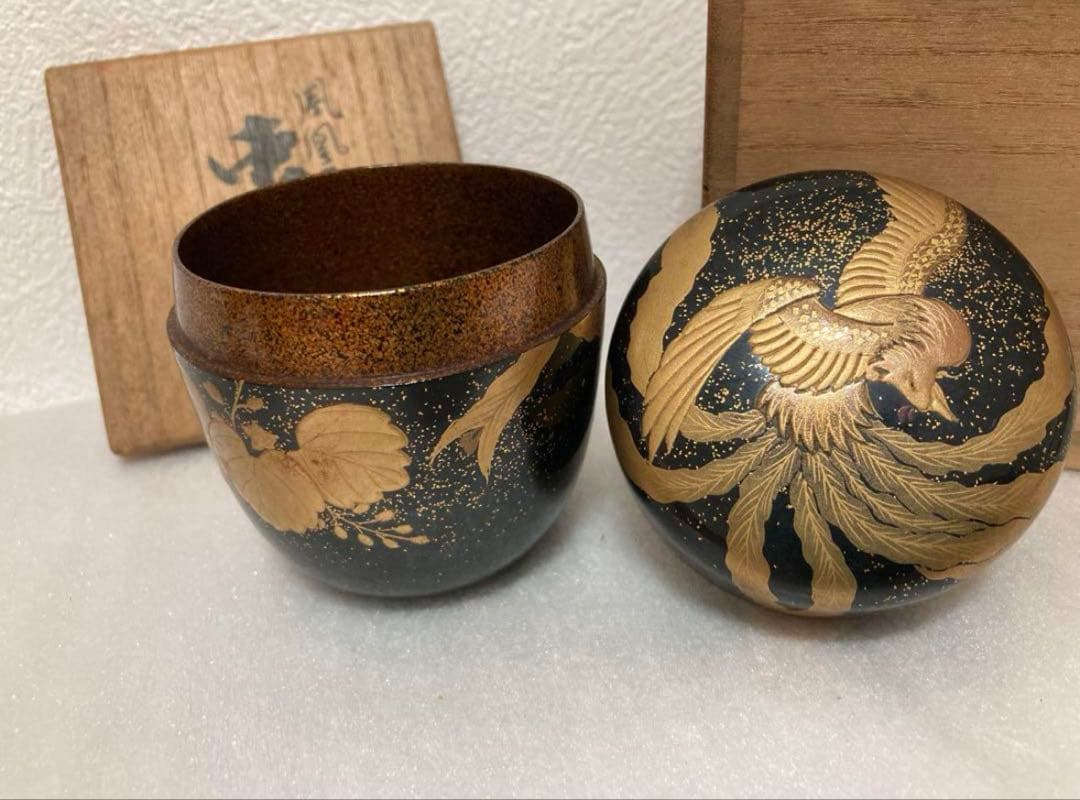 鳳凰蒔絵　棗　平野涛山　輪島塗　漆