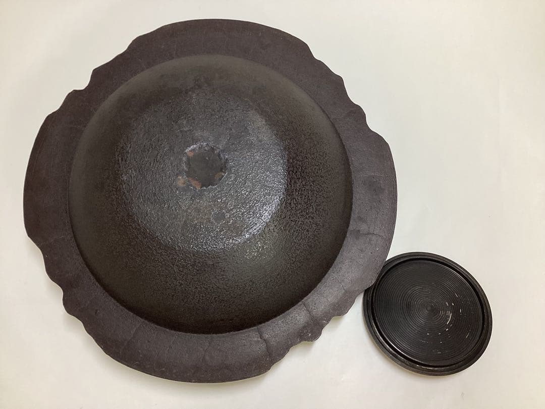 透木釜 桜川 浄慶 箱なし 内側サビ直し跡有り 茶道具 古物品