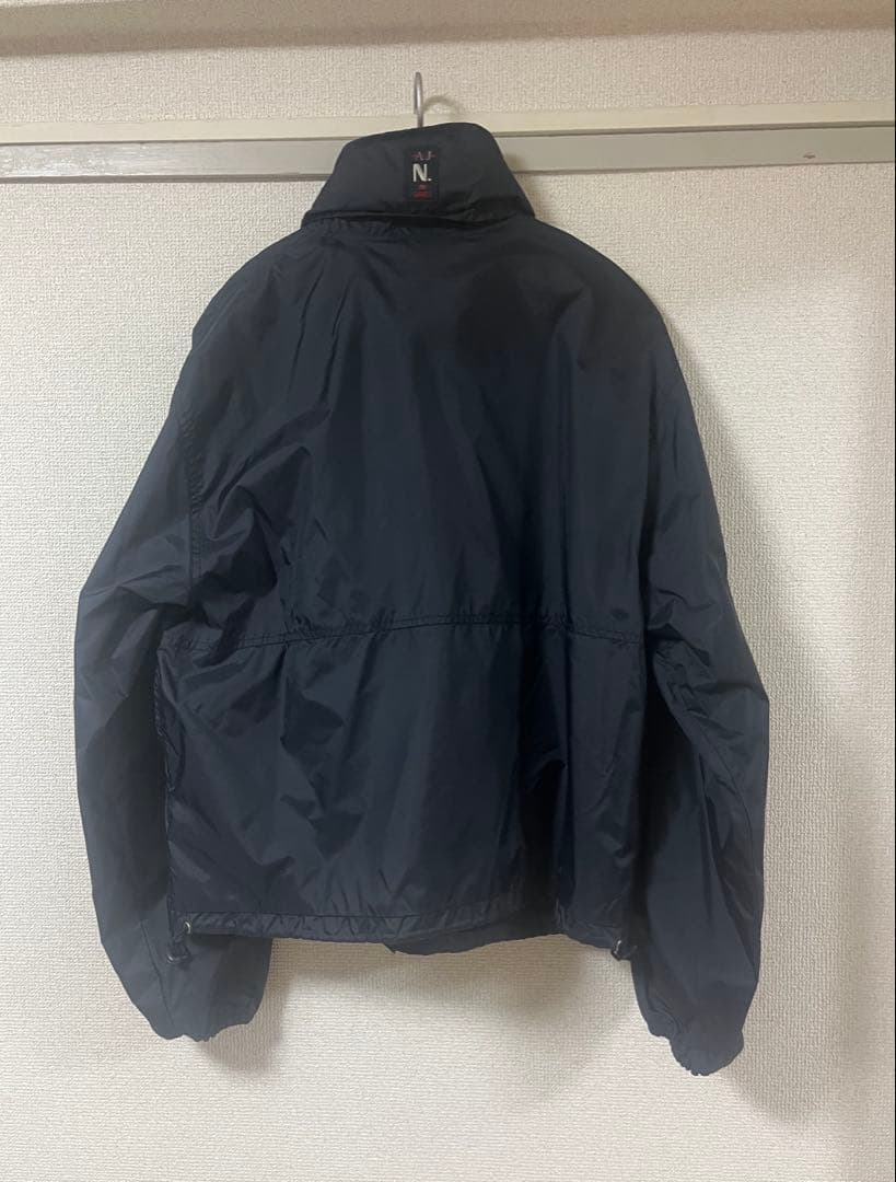 90s ARMANI JEANS ナイロンジャケット　短丈　ワイド　ネイビー