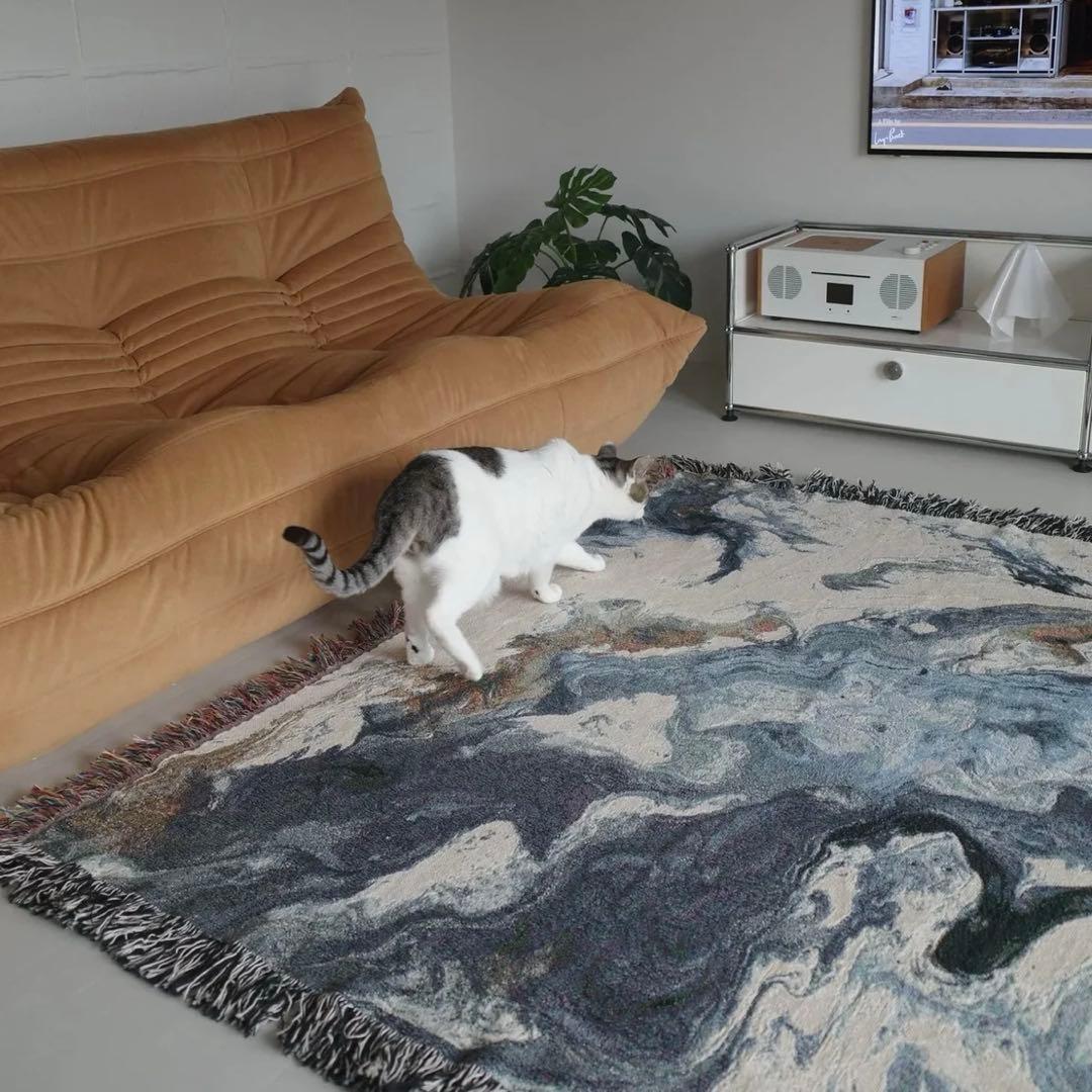 imperf インパーフ NAVY FLOW THROW BLANKET