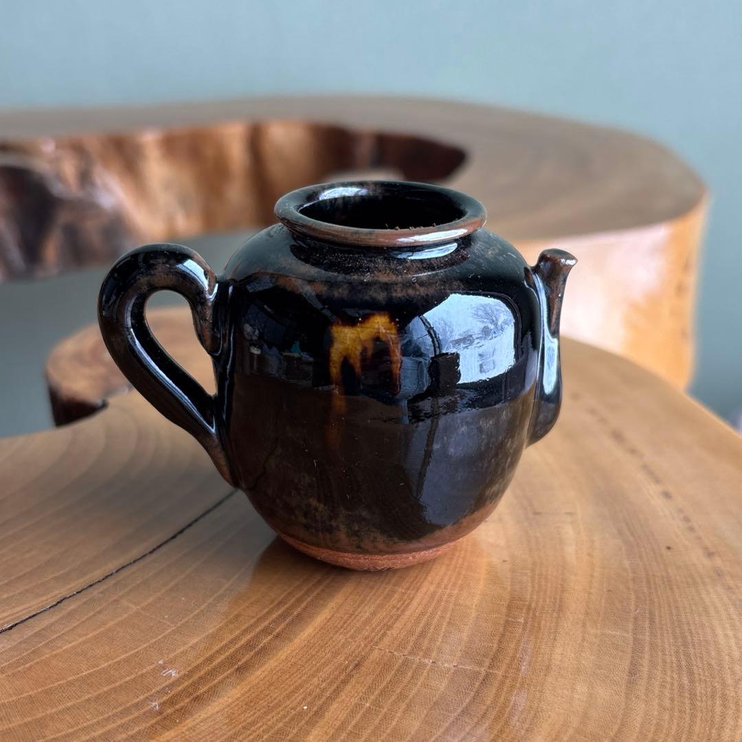 茶入 山口茂造 色被り 四滴茶入 茶道具 共箱