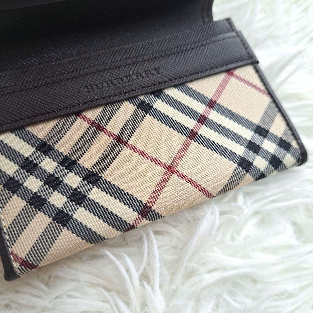 【未使用級】【バーバリー】ノバチェック レザー キャンバス名刺入れ カードケース