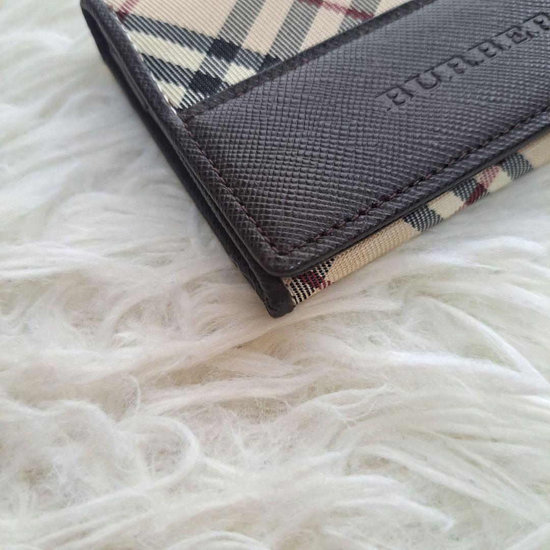 【未使用級】【バーバリー】ノバチェック レザー キャンバス名刺入れ カードケース