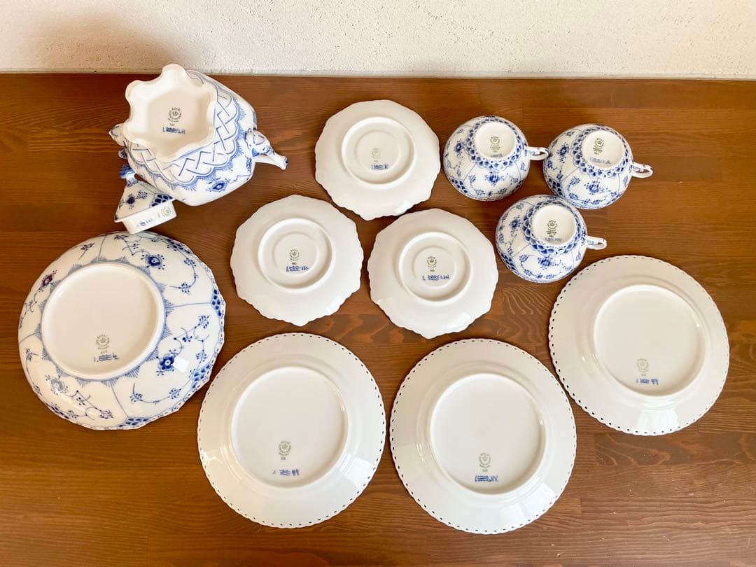 新品 ロイヤルコペンハーゲン ブルーフルーテッド ティーセット 皿 デンマーク製