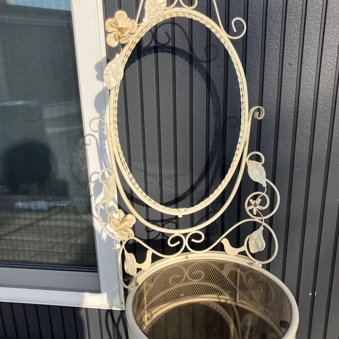 ロココ クラシカル アイアンフレーム 花装飾ドレッサー 化粧台 スツール付き