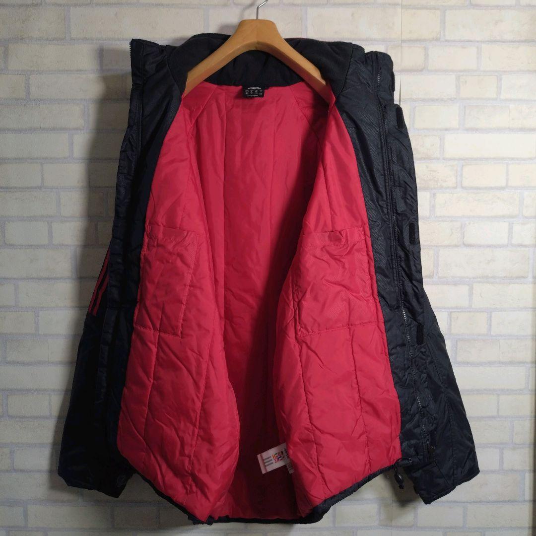 アディダス★00s ACミラン 刺繍ロゴ 中綿 ナイロンジャケット 黒 XL