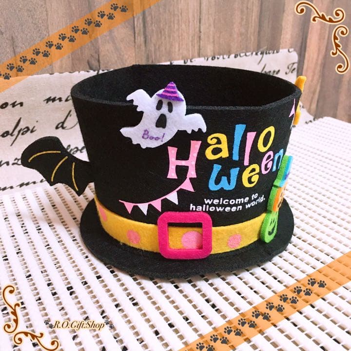 ⑧コウモリ　ハット　ハロウィン　ラッピング　ハンドメイド　ギフト　ボックス