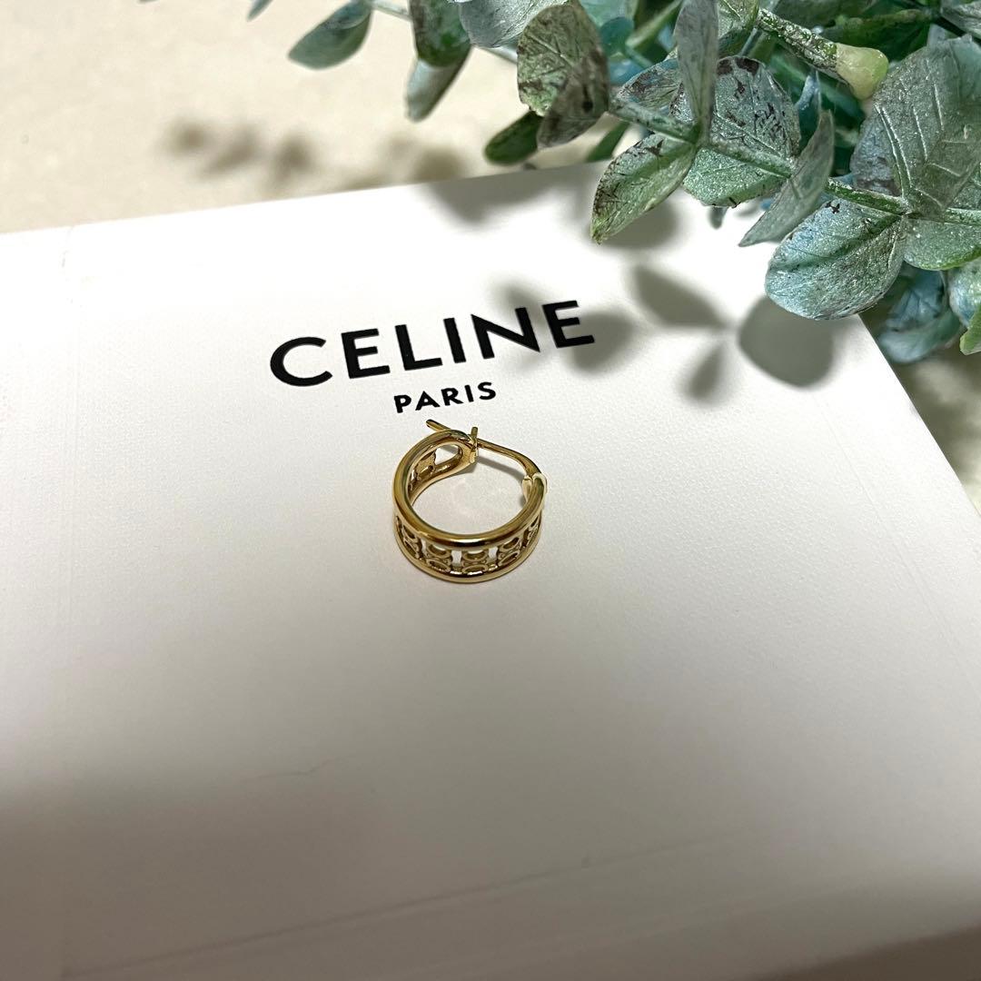 CELINE セリーヌ ピアス 片耳用 ゴールド マルチフープ トリオンフ