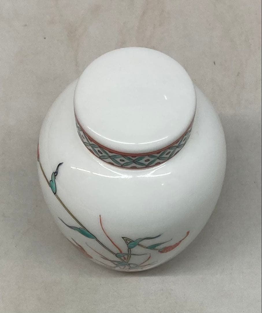 B442s「錦 粟鶉文茶壷」十三代酒井田柿右衛門作　共箱　重要無形文化財　煎茶