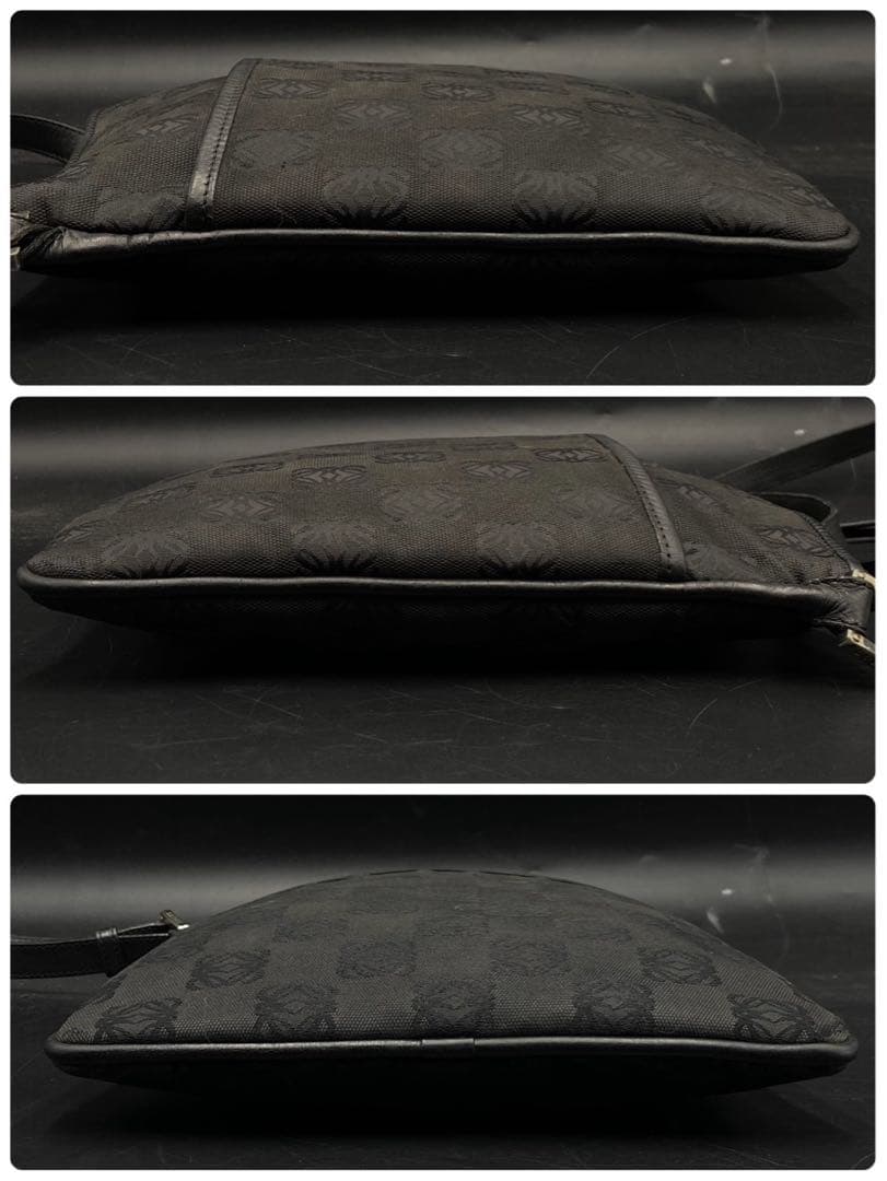 【美品】ロエベ アナグラム ショルダーバッグ ブラック キャンバス