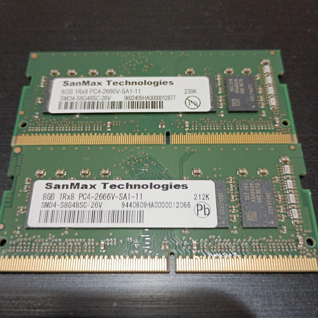 SanMax 8GB DDR4 2666MHz メモリ 2枚