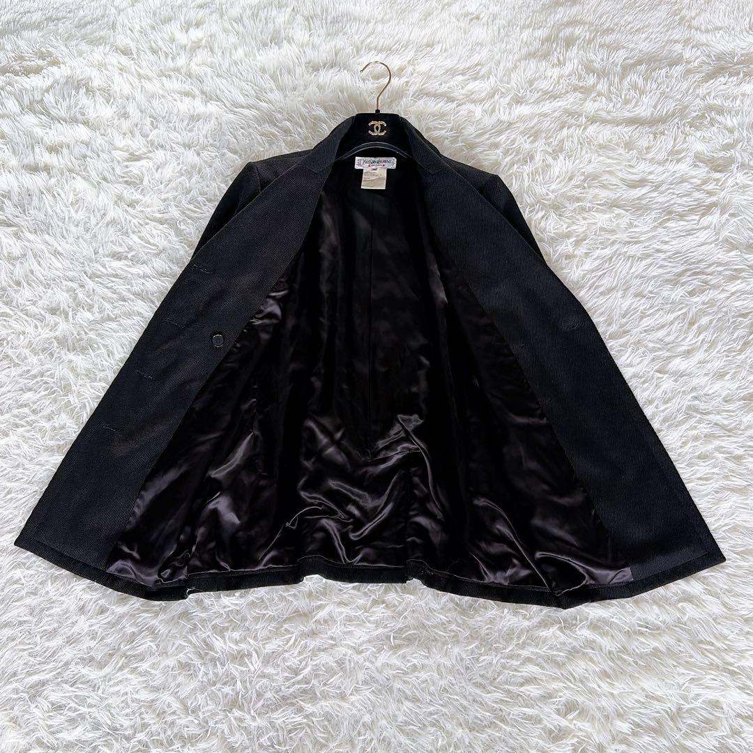 希少✨【イヴサンローラン】ウール100％ダブルコート ジャケット ブラック 40