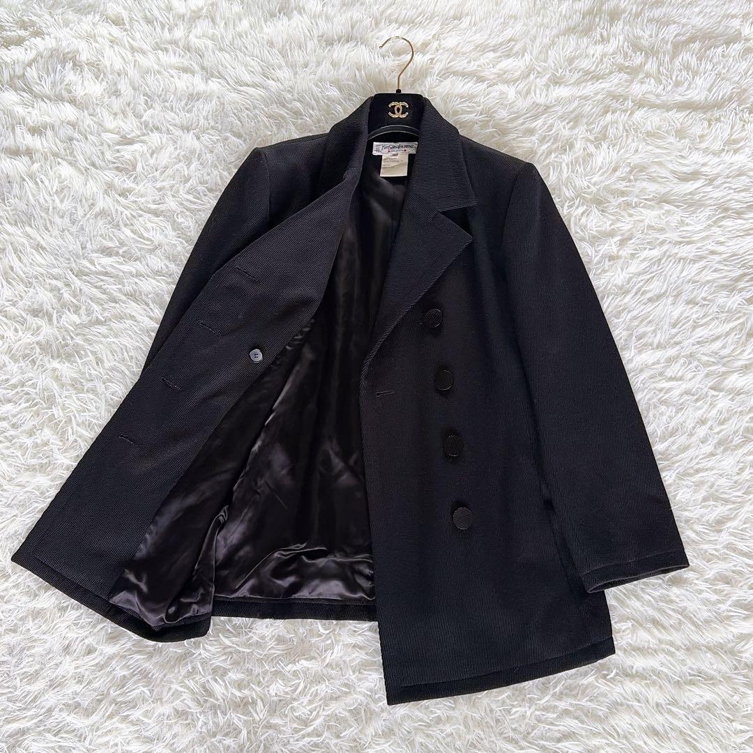 希少✨【イヴサンローラン】ウール100％ダブルコート ジャケット ブラック 40