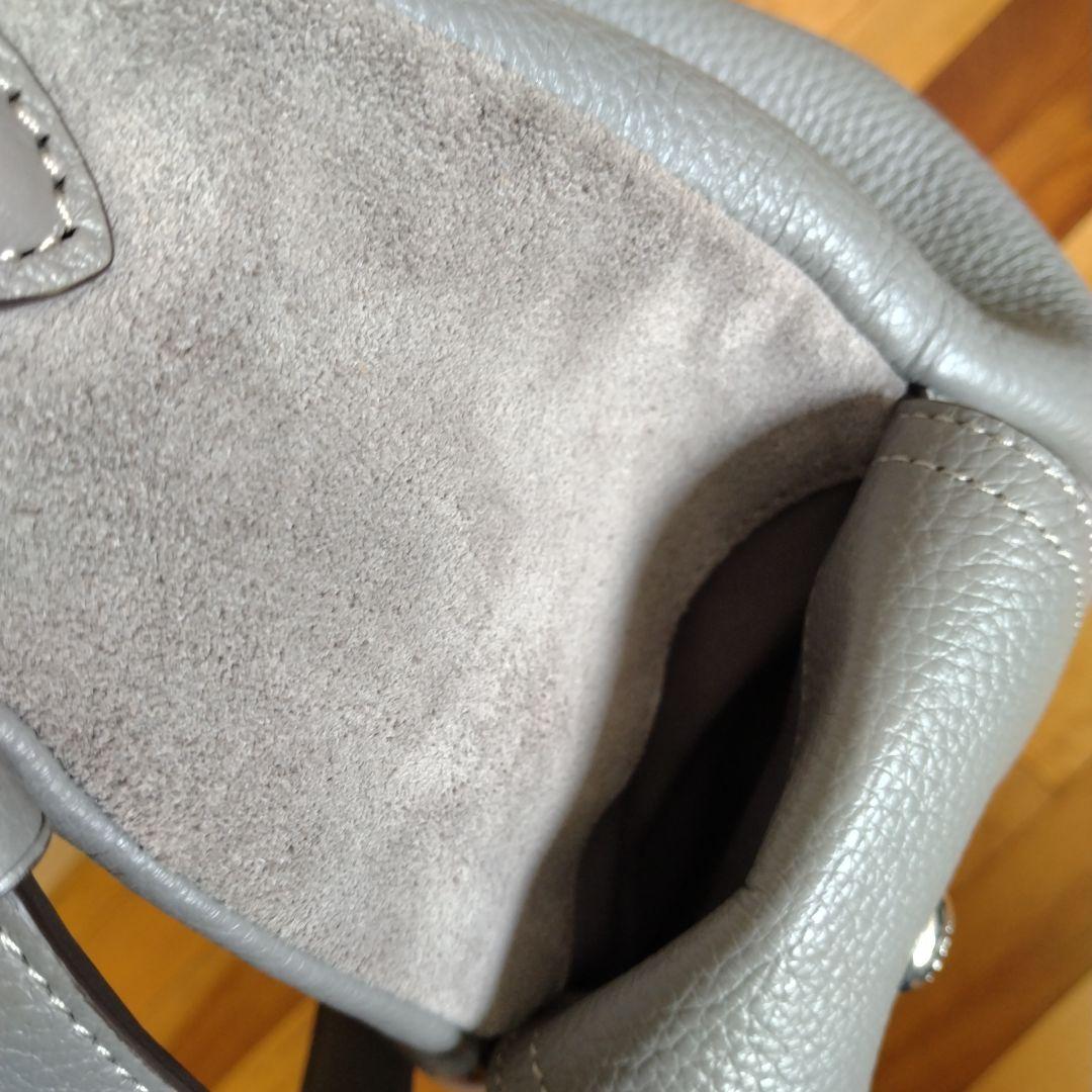 COACH レザーペニーショルダーバッグ 2Way　グレー　レザースウェード切替