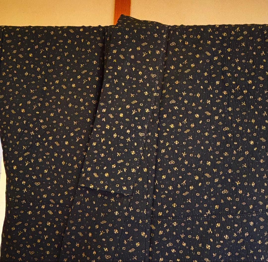 C- 408▲tall size 正絹　黒地　辻ヶ花付け下げ訪問着　丈168cm