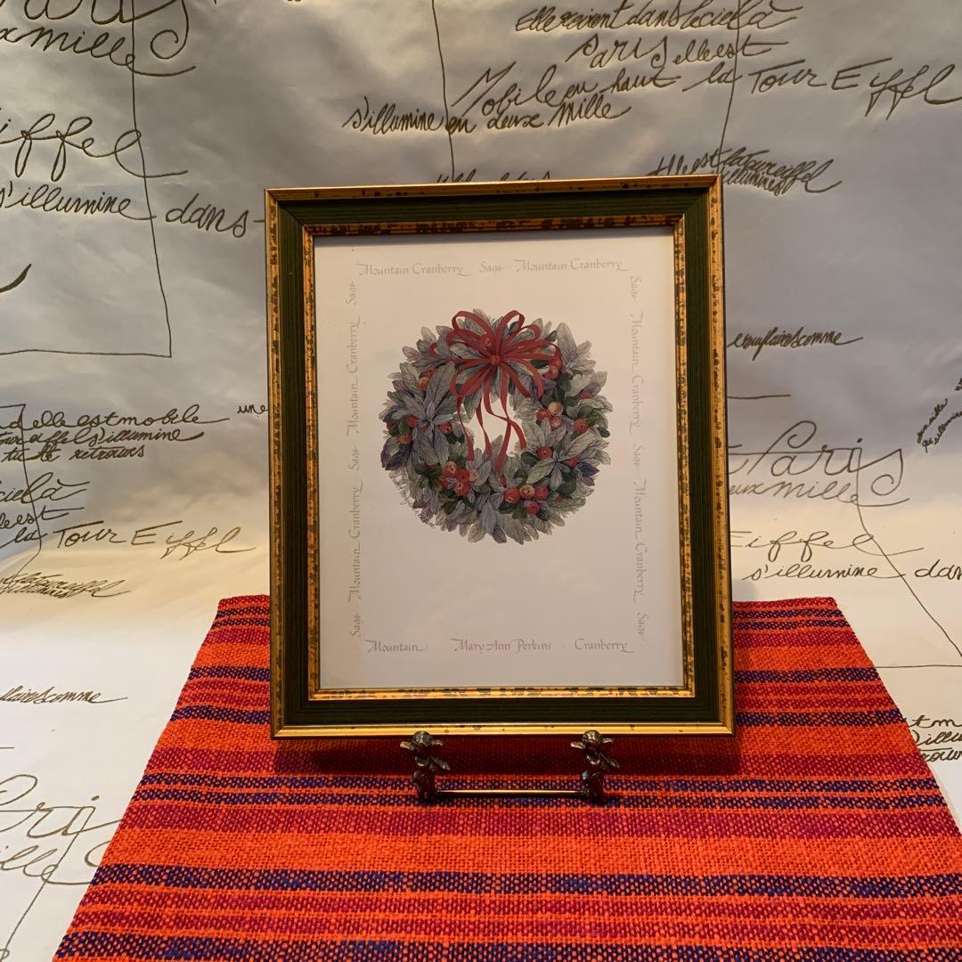 デンマーク製　雑貨　赤い実のリースの額とピューター四季セット　seringa様