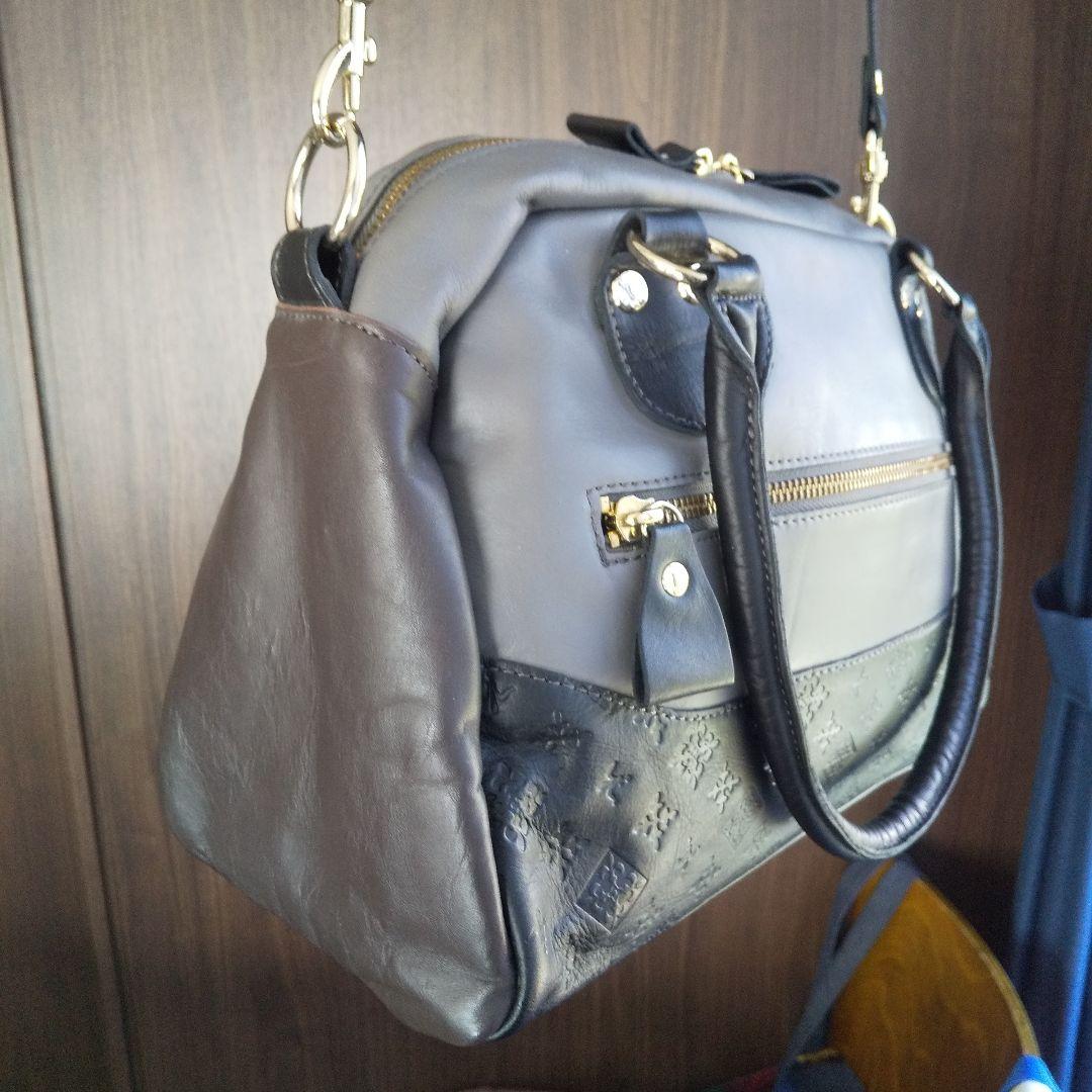 未使用 ラシット軽量レザーショルダーボストン肩掛けバッグ本革2WAY