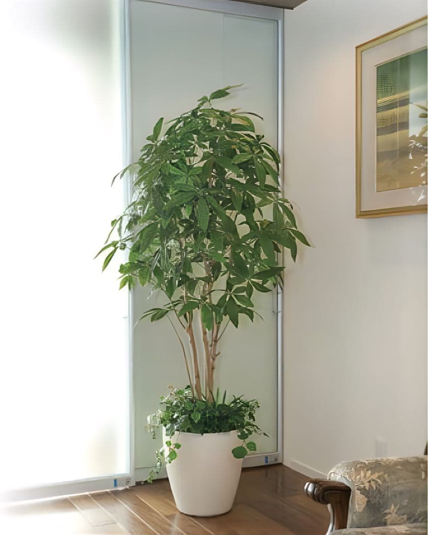 光触媒　人工観葉植物　ウォールグリーン　フェイクグリーン　パキラポット1.8m