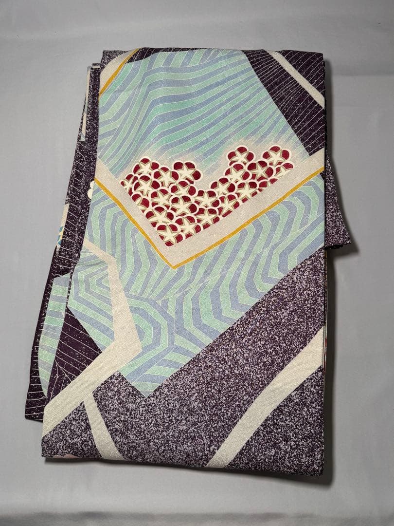 [作家物] 振袖　正絹　成人式　結婚式　紫　水色　たたき　高身長　縮緬　卒業式