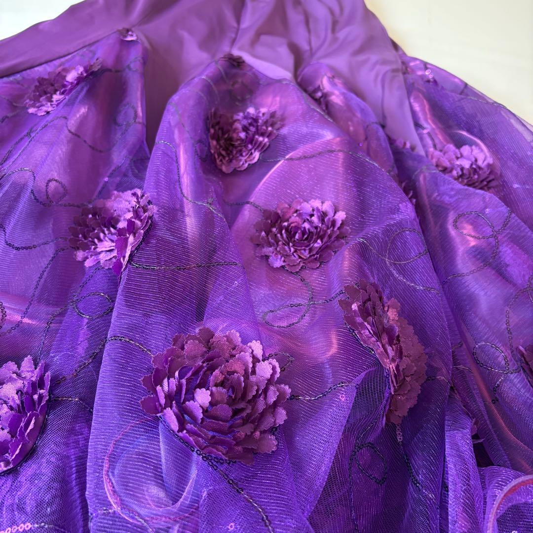 社交ダンス スカート 衣装 紫 パープル ドレス