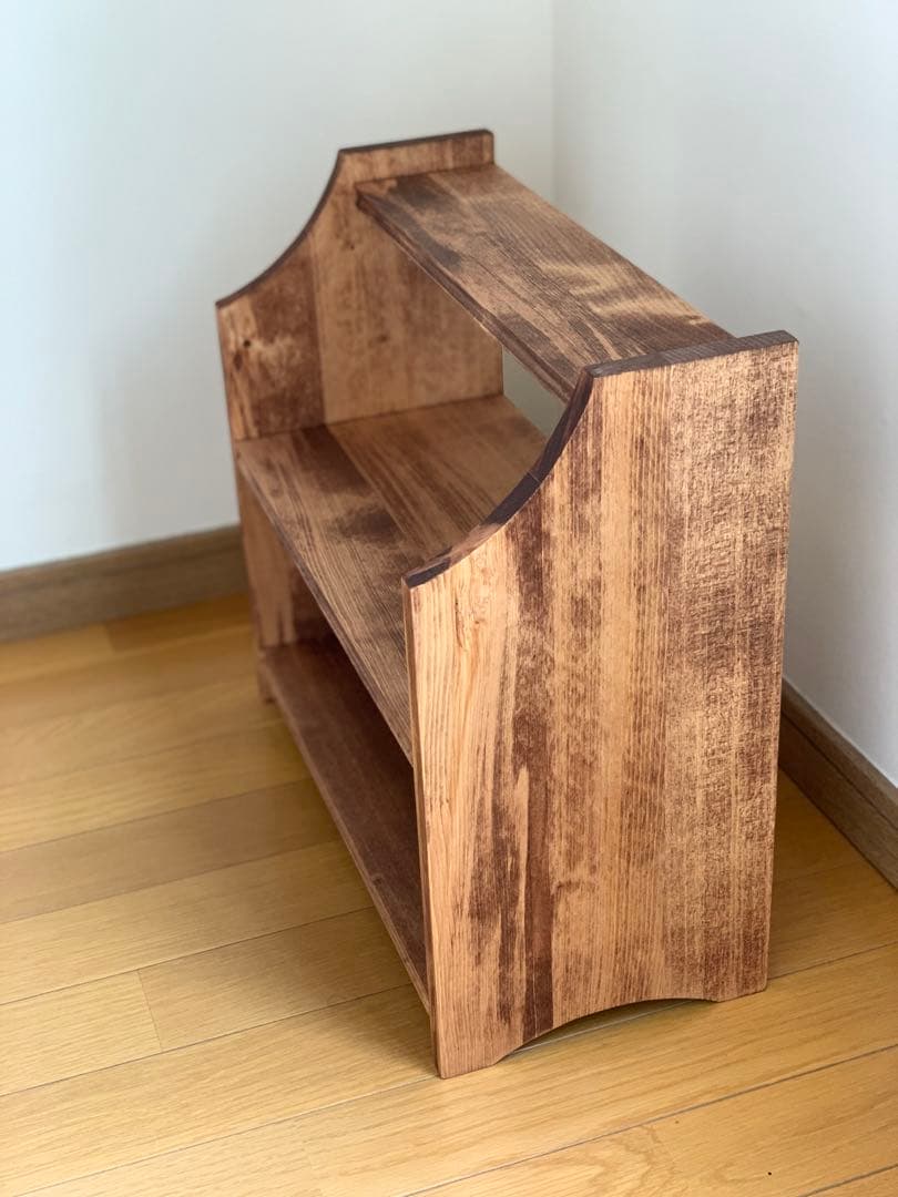 【無垢材】L型カフェシェルフ　クラシック　アンティーク　キッチンラック