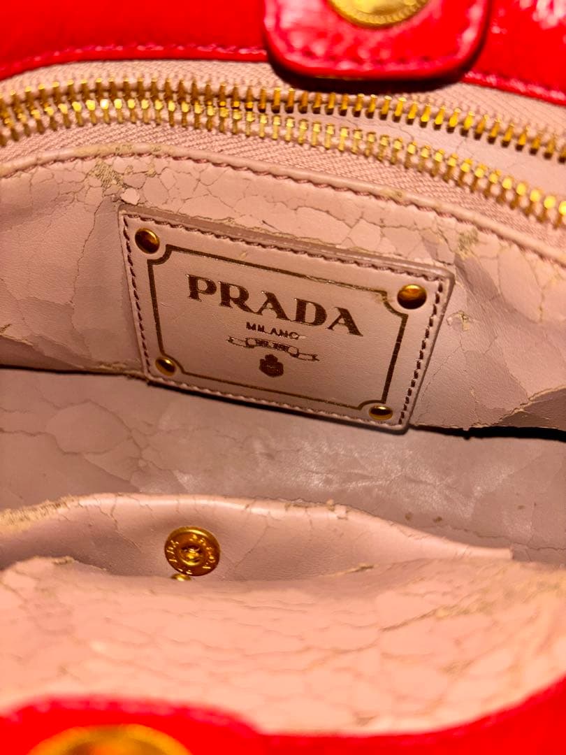 [レア]PRADA リボン ハンド ショルダーバッグ 2wayヴィッテロシャイン
