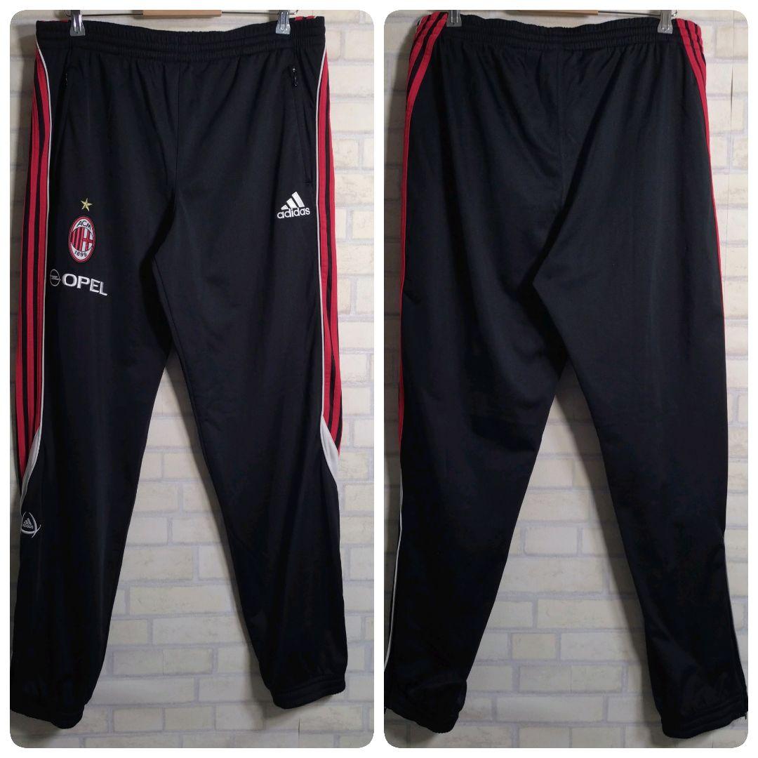 アディダス★00s ACミラン 刺繍ロゴ セットアップ 上下 黒 2XL 訳あり
