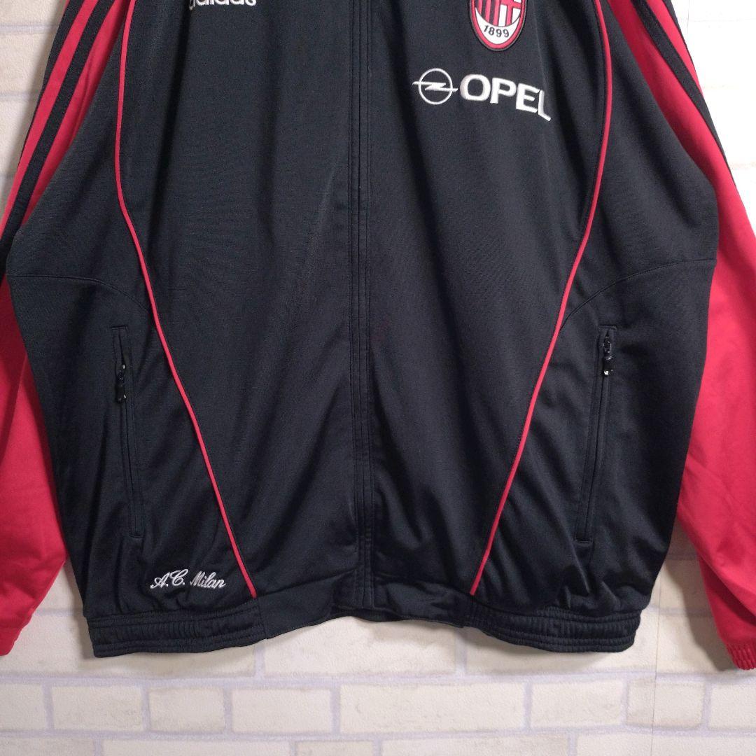 アディダス★00s ACミラン 刺繍ロゴ セットアップ 上下 黒 2XL 訳あり