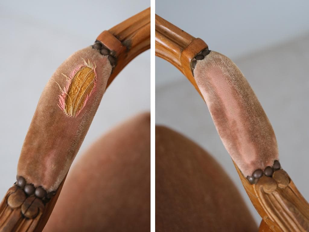 フランスアンティーク猫脚サロンチェア/肘掛けイス/アームソファ(89-132-2