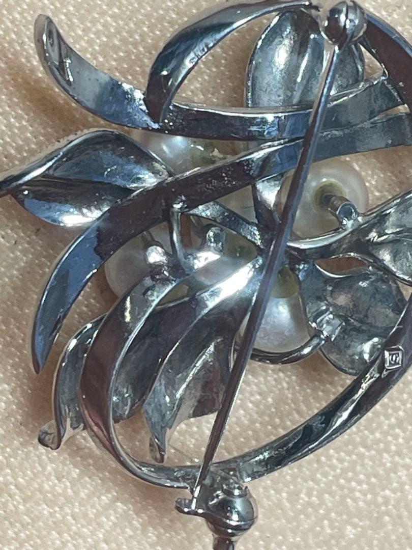 超希少 アコヤ真珠　田崎パールブローチ ペンダント花珠級 無調色 オーロラグレー