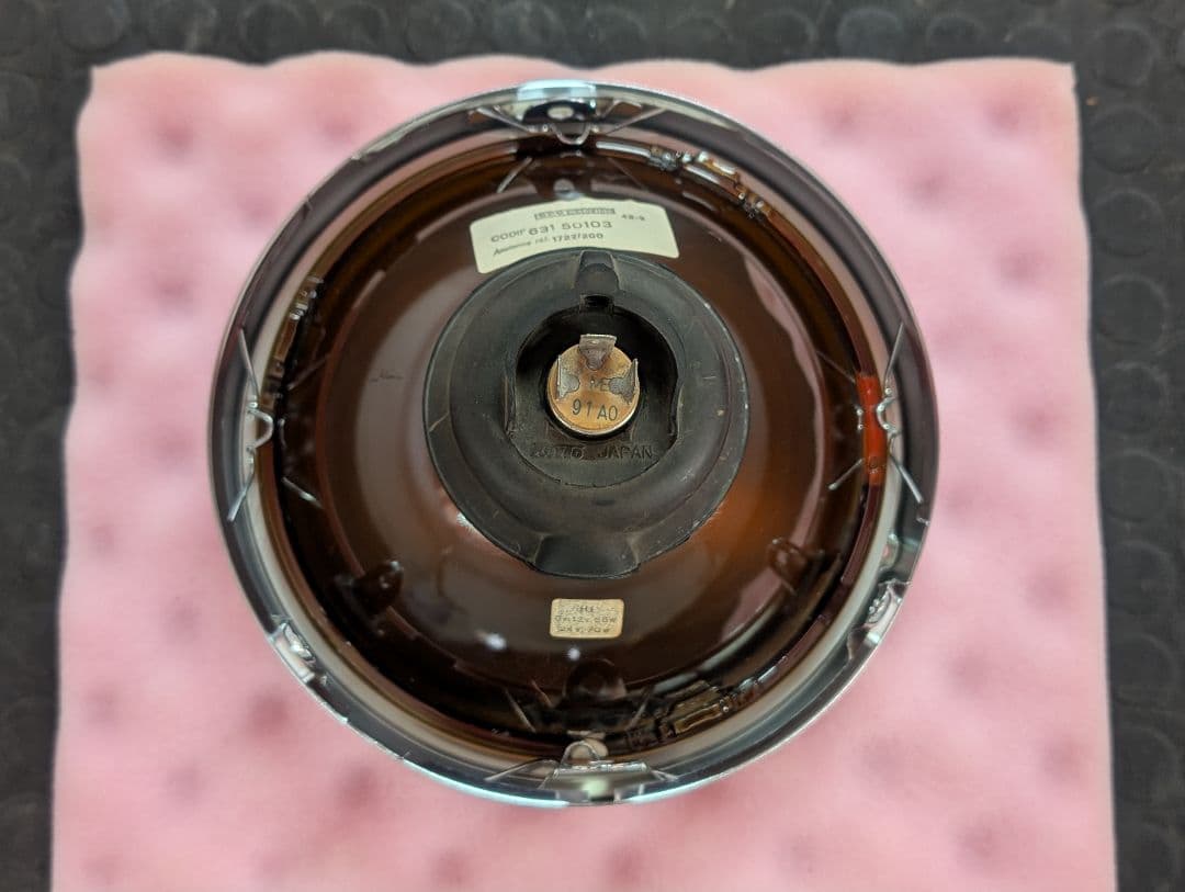 マーシャル 722 ヘッドライト リム付き イエローレンズ 彫り猫 旧車 バブ