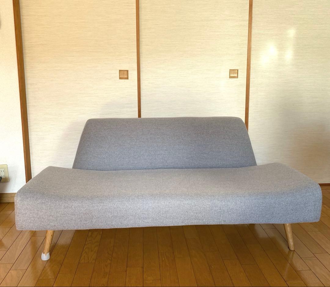 無印良品　［IDEE〕AO SOFA グレーの布製ソファ 2人掛け