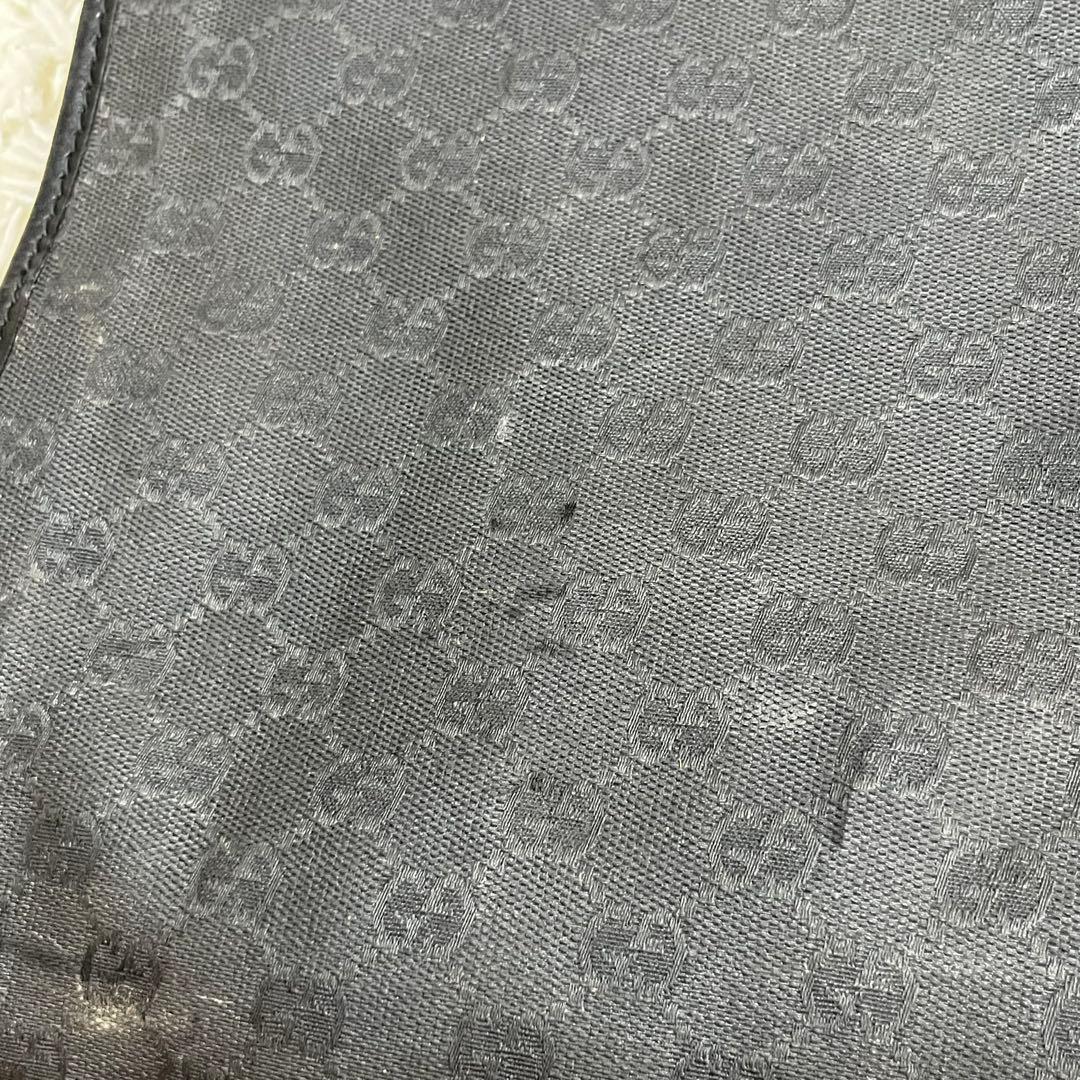 【美品】オールドグッチ　ガーメントバッグ　ネームタグ　GGキャンバス　ブラック