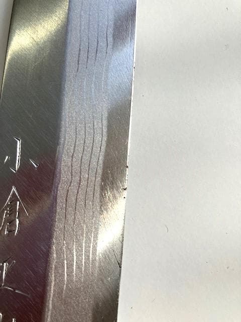 柳刃包丁　刺身包丁　青鋼　炭火鍛造　多重層雲浮　本刃付　300mm