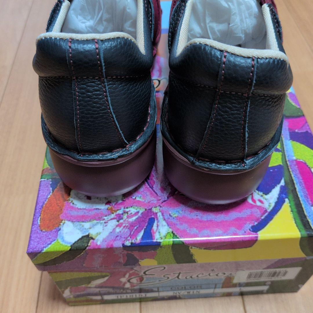 新品　 エスタシオン　本革 パッチワークスリッポン　スニーカー　Lサイズ