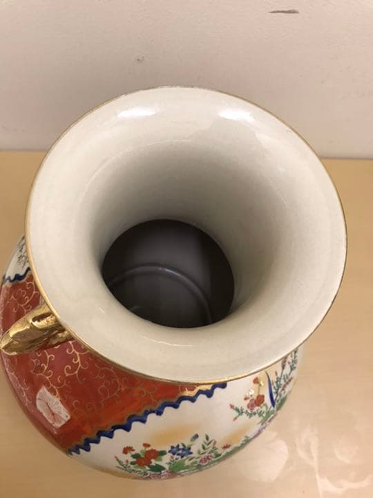 アンティーク　古美術　九谷焼耳付花瓶　花器　飾り瓶