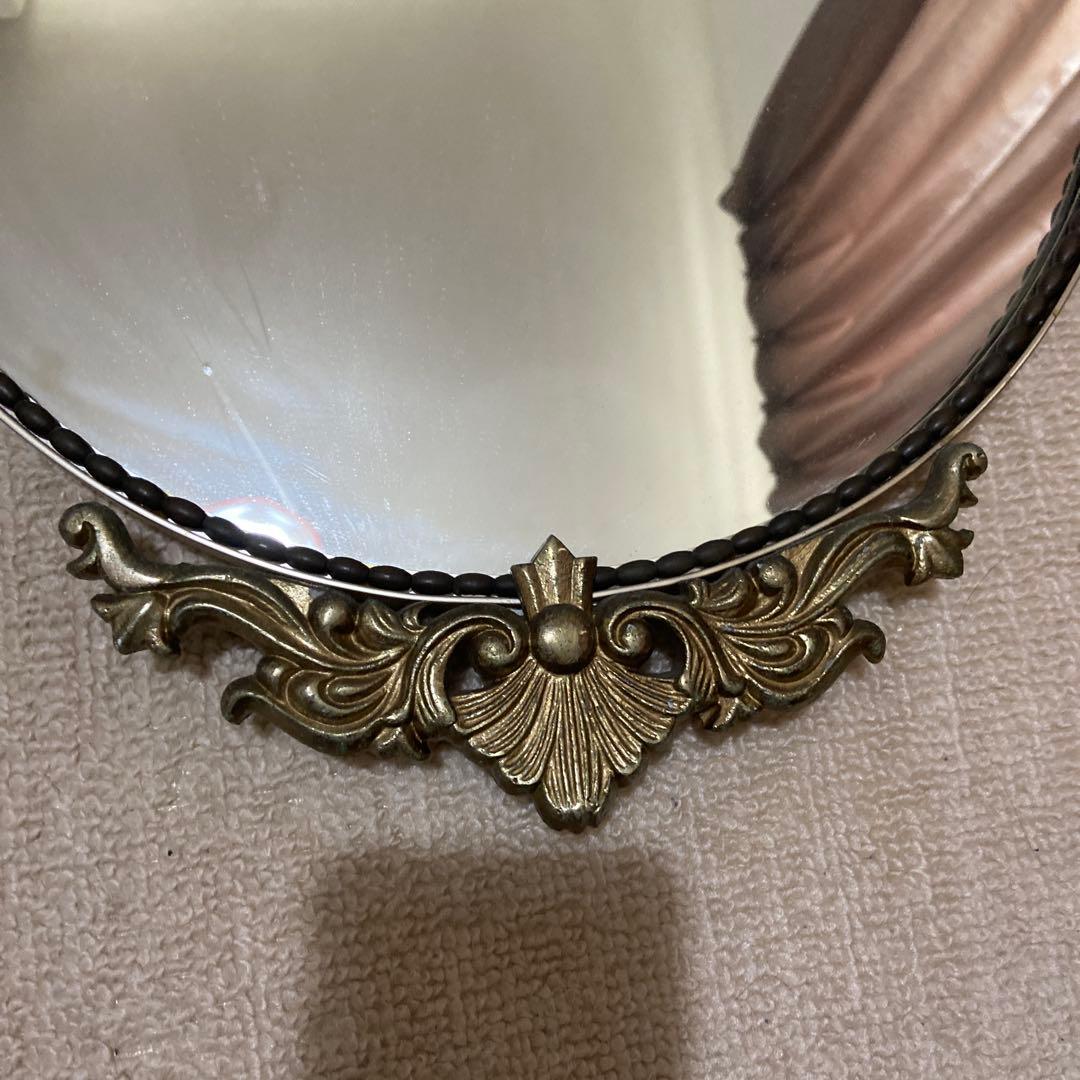 装飾的ゴールドフレーム壁掛け鏡　金色　アンティーク　ロココ調　輸入品