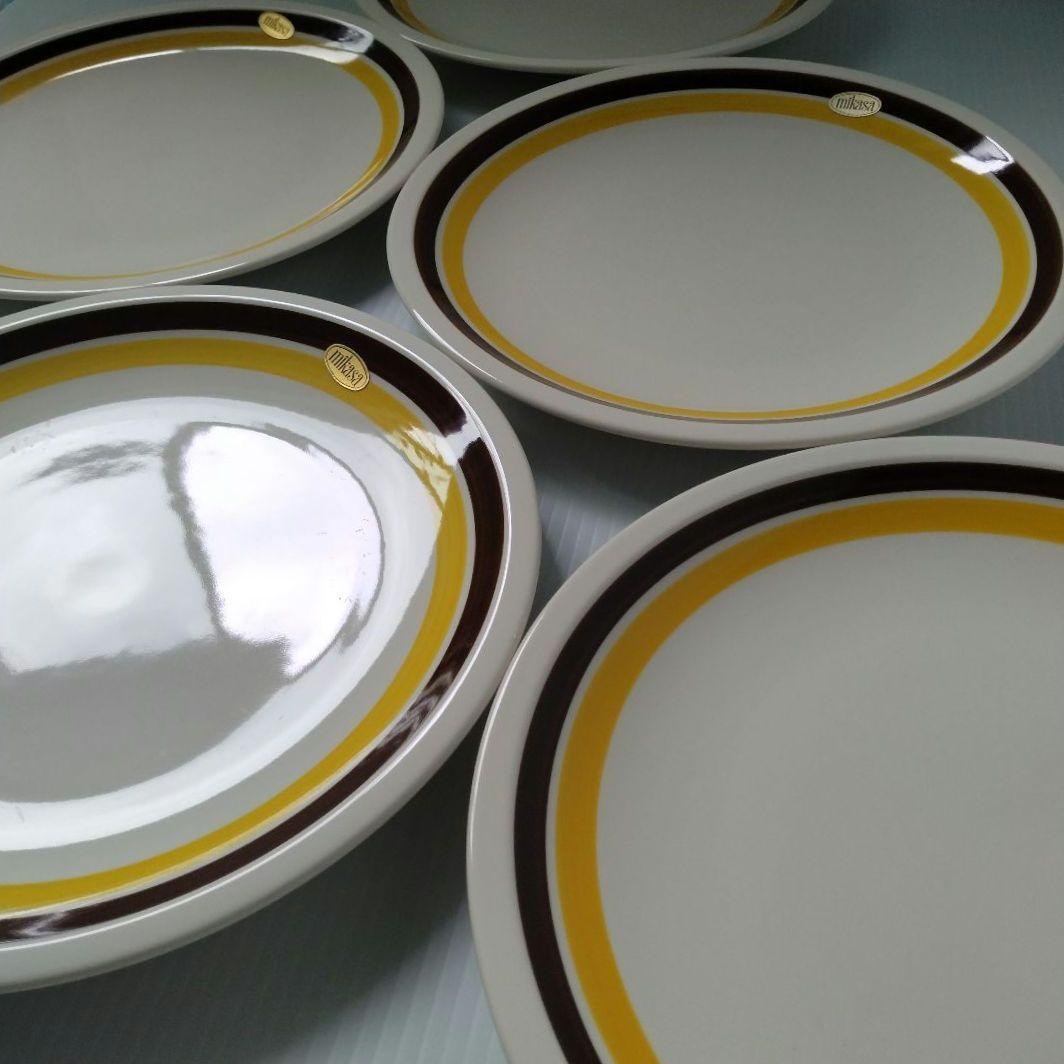 昭和レトロ MIKASA オールド ミカサ 大皿 プレート皿 イエロー 24cm