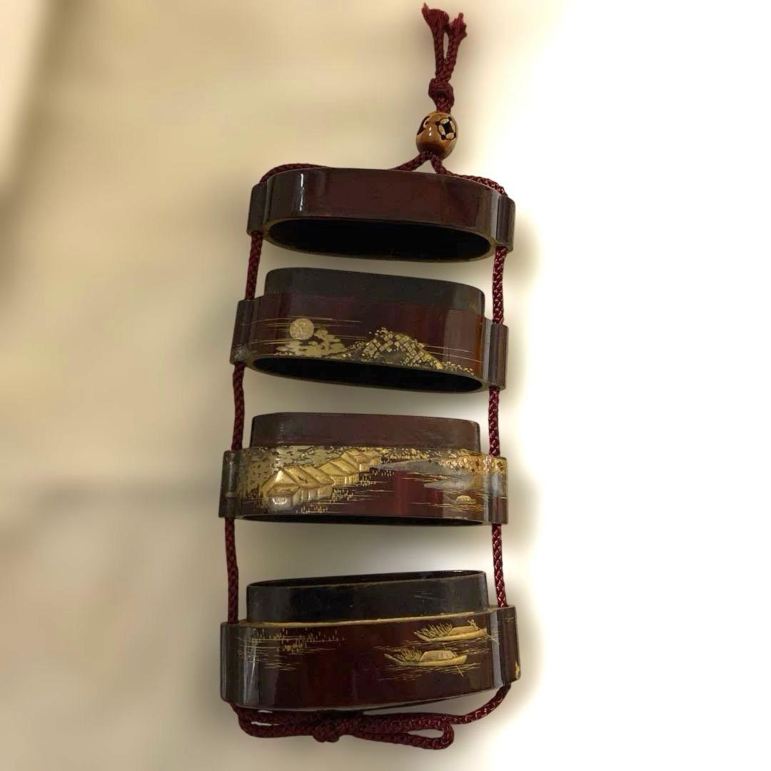 A-1 印籠　金蒔絵　木箱付き　アンティーク　装飾品　美術品　工芸品　漆芸　漆器