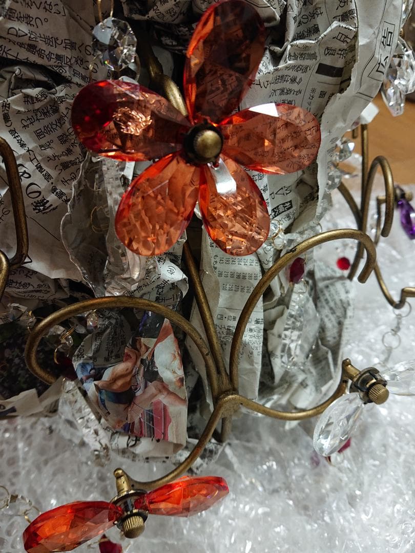 アンティーク品　ベネチアングラス　シャンデリア　フラワーデザイン