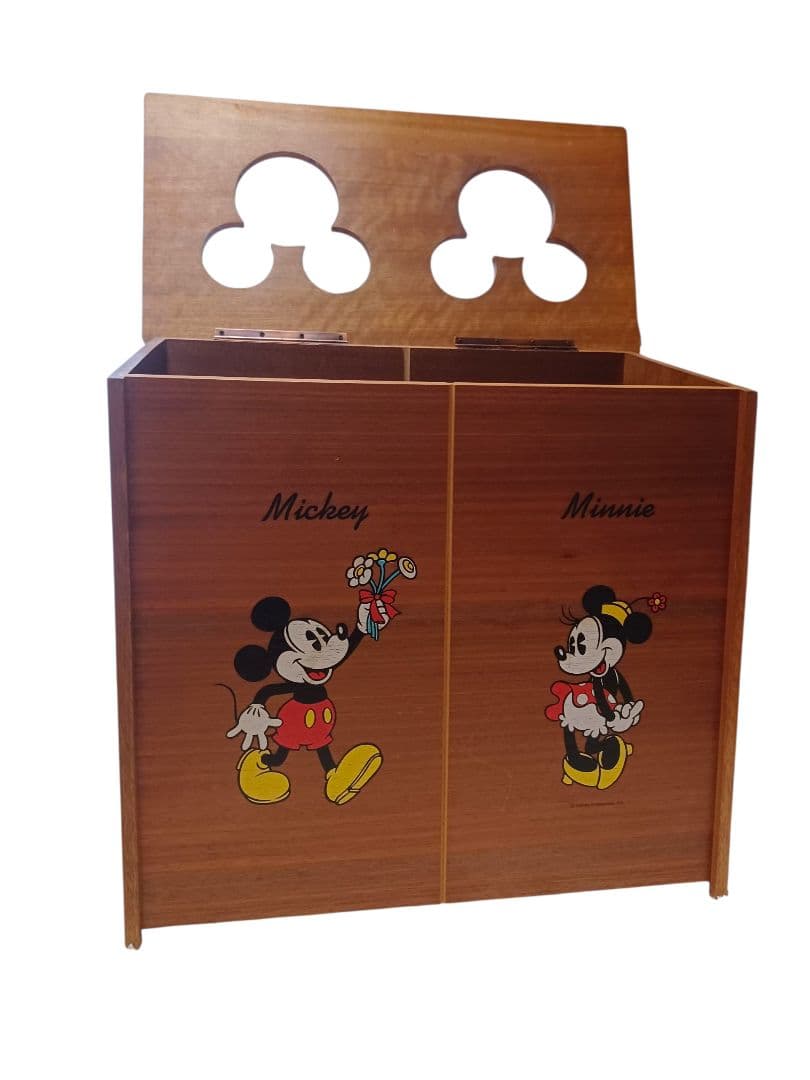 昭和レトロ ディズニー ミッキーマウス ゴミ箱 木製