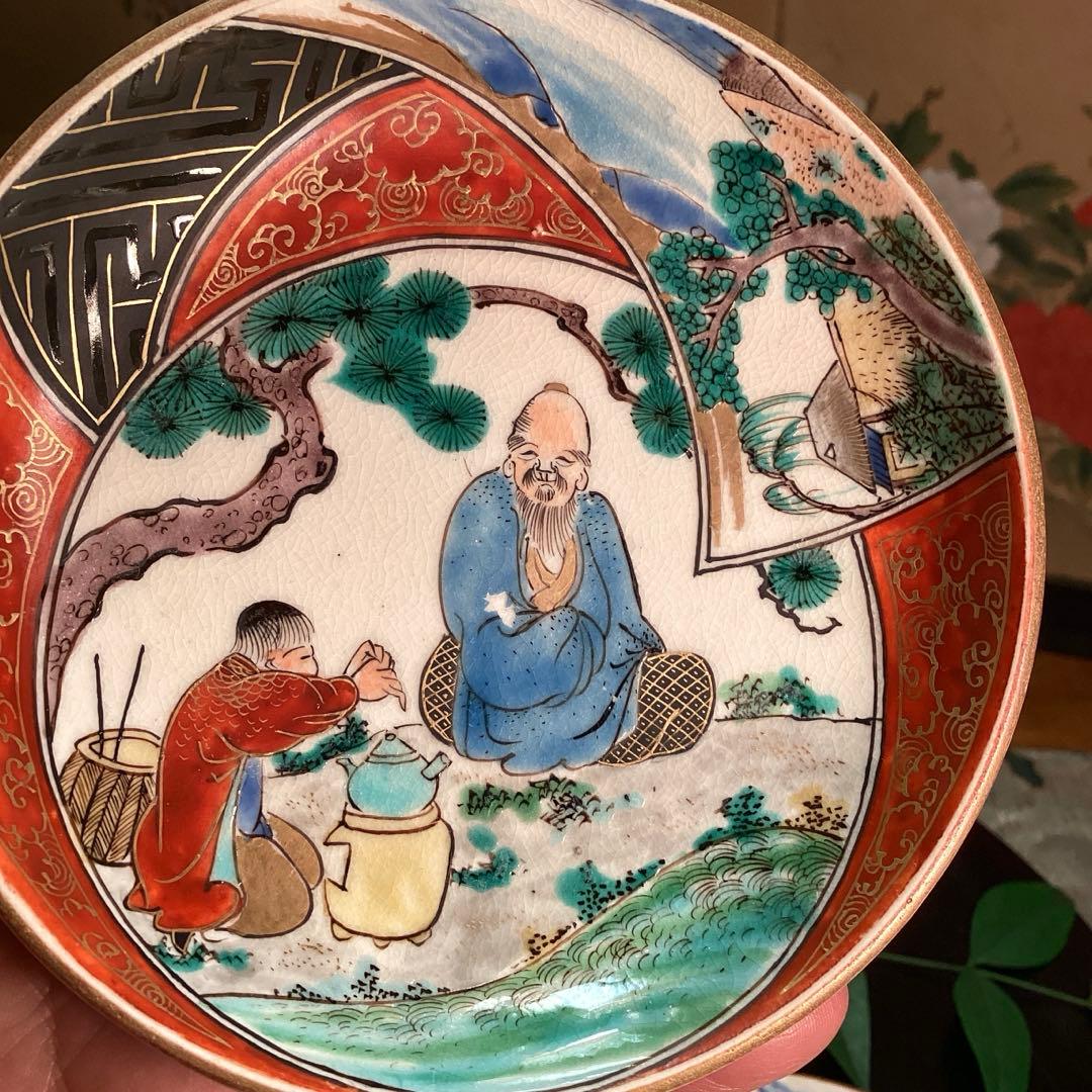 A1００６　時代物九谷焼　九谷庄三　彩色金襴手　5客