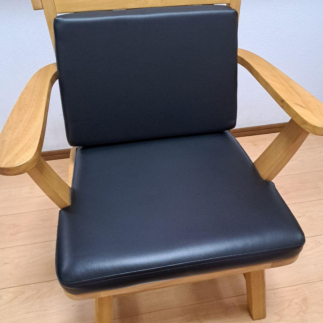 【直接受け渡し】 回転式チェア　ダイニングチェア　木製　肘つき　2脚セット