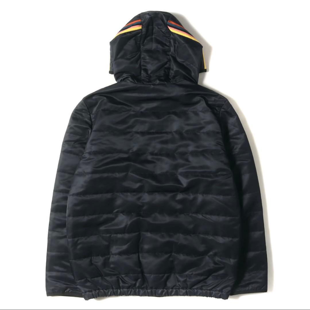 22AW ストライプ ポイント フード ダブルジップ パテッド ブルゾン 中わた